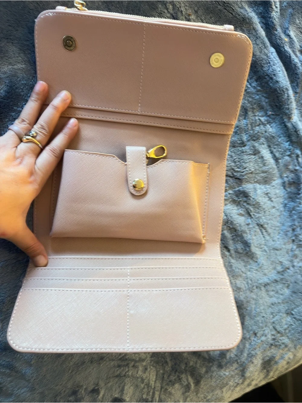 Francesca's Collections Blush Crossbody Wallet with Gold Hardware
